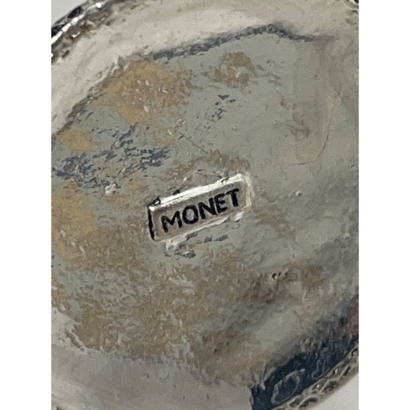 Monet Earrings 1” Silvertone Vintage 2" drop with Chains - Picture 4 of 5